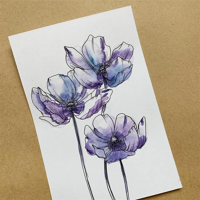 

Transparent Stamp Sketch Flowers Clear Stamps Rubber Silicone Seal for DIY Scrapbooking Card Making Album Photo Decoration Craft