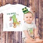 Первый Дикий 1 год лесной сафари в джунглях животное тема День рождения мальчик украшение Корона футболка подарок фото реквизит
