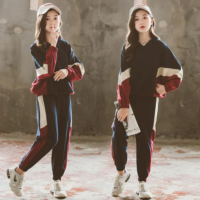 

Loose Sport Top Pant Autumn Spring Girls Two Pieces Casual Sets Tracksuit Children School Suits Kids Teenage High Quality