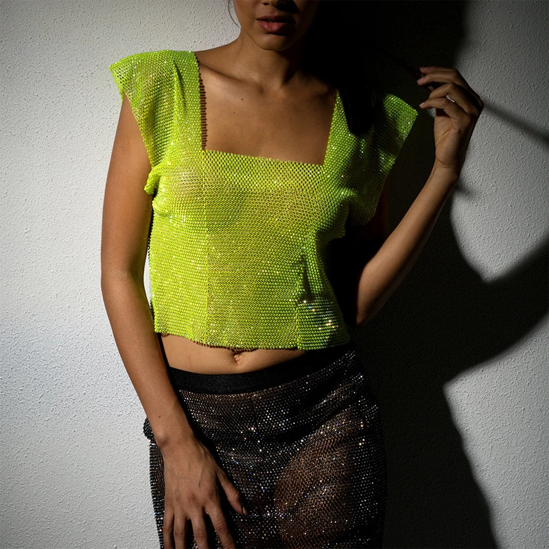 2019 блестящие женские вечерние майки стразы летние пляжные бюстье с кристаллами