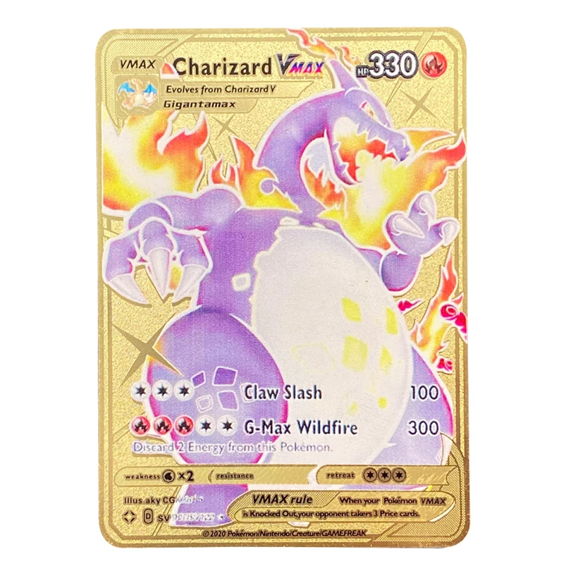 Металлическая карточка с покемоном 20 стилей аниме Боевая золотая Charizard Pikachu