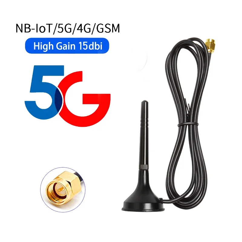 

GSM GPRS 3G 4G 5G Magnetic Antenna High Gain 15dBi 600-6000MHz SMA Male Waterproof Sucker Wifi Antenna for Wireless Router Modem