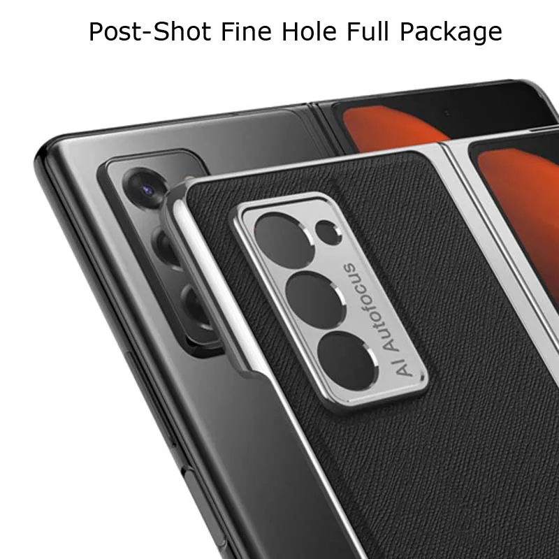 

Fashion Leather Plating Back Cover For Samsung Galaxy Z Fold 2 Case Samsung Galaxy W21 5G Phone Case 360 Protection KS0986