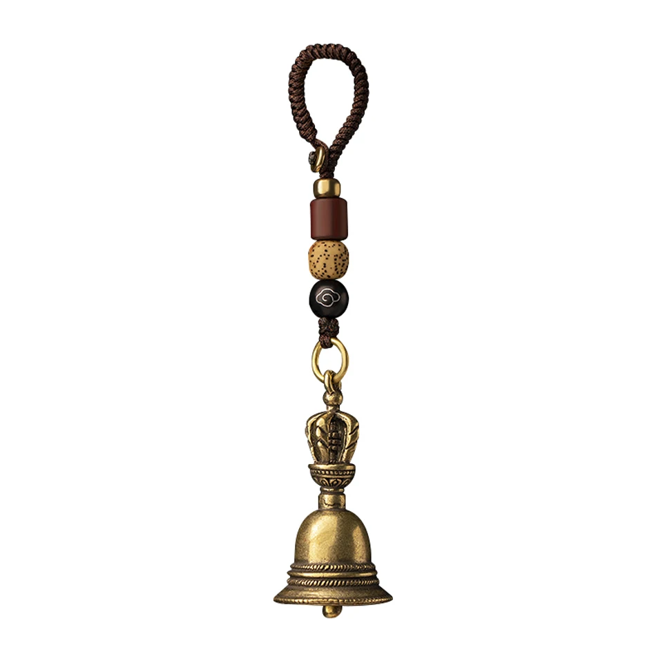 

King Kong Handbell Pure Brass Car Keychain Pendant Hand-woven Lanyard Motorcycle Key Hook Pendant