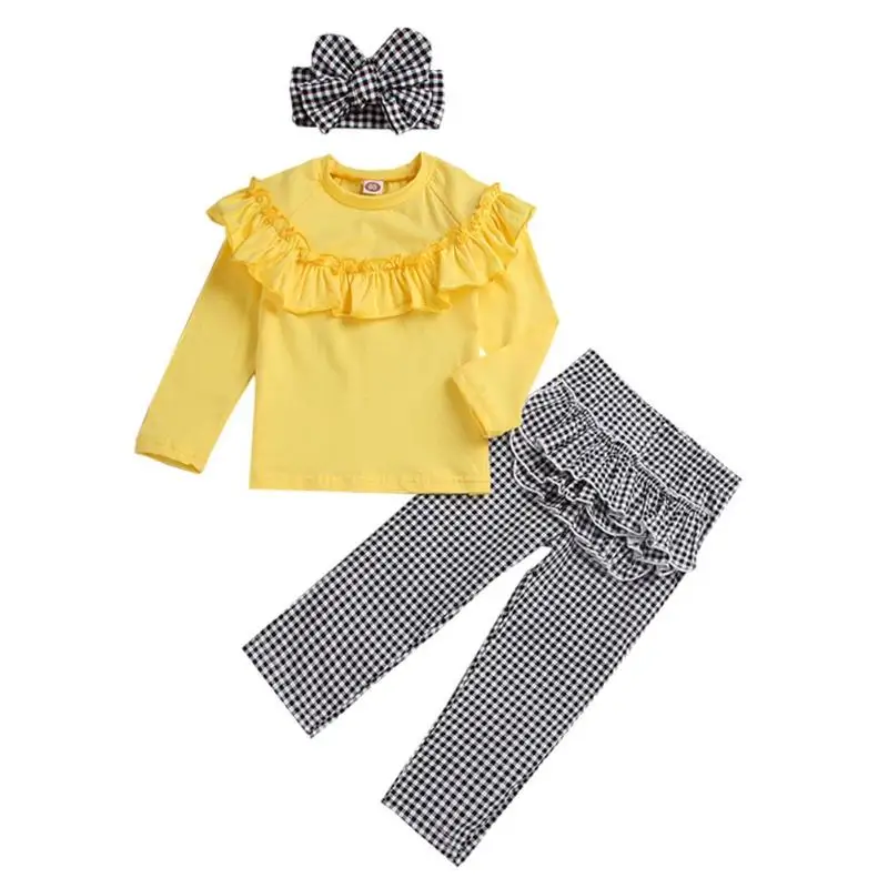 Комплект детской одежды из 3 предметов для девочек топы с длинными рукавами