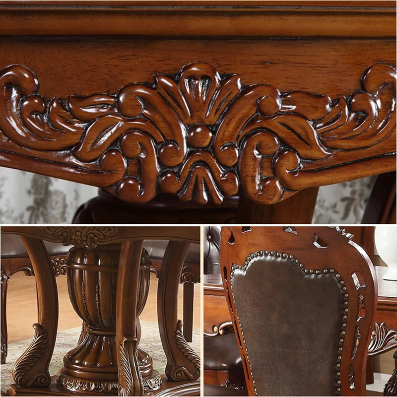 Классический обеденный набор круглый стол и стулья WA648 | Мебель