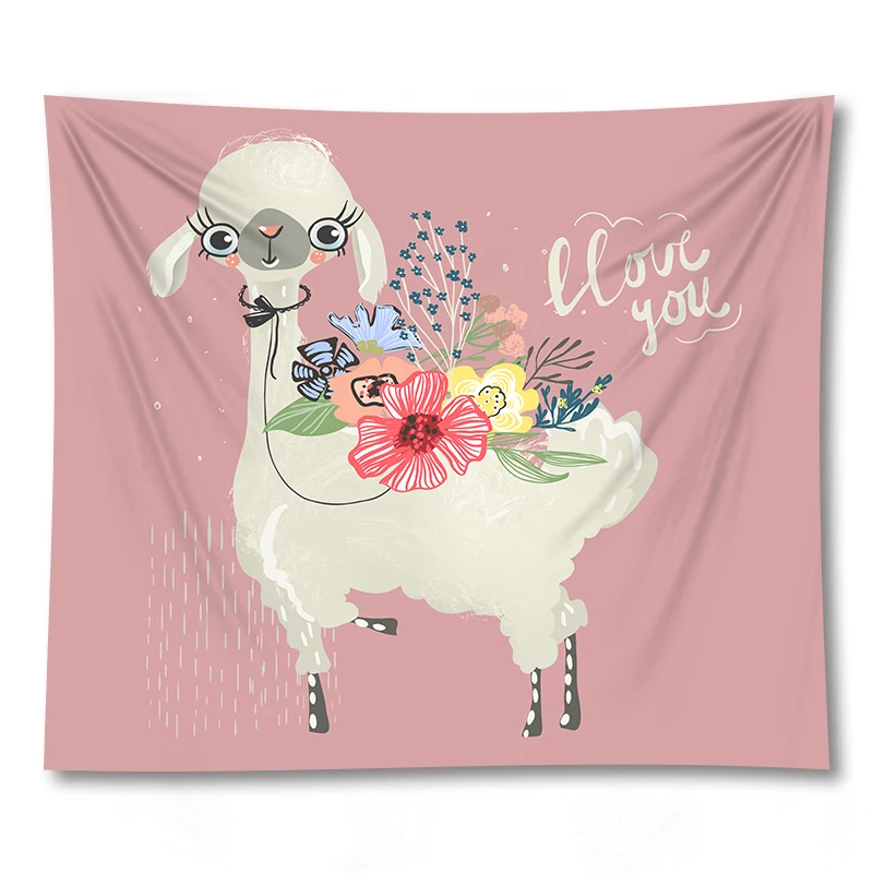 

Lovely Sheep Customize Tapestry Wall Hanging Soft Polyester Square Or Rectangle Shape Blanket Picnic Mat Home Decor Drop Ship