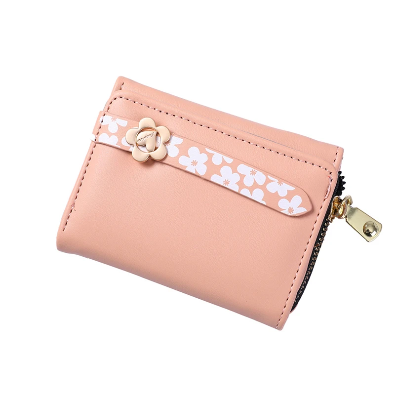 Flower Women Wallet Pu Leather Short Zipper Coin Purse Female Cards Holder Hasp Money Clip Mini Wallet Flower Wallets Girls
