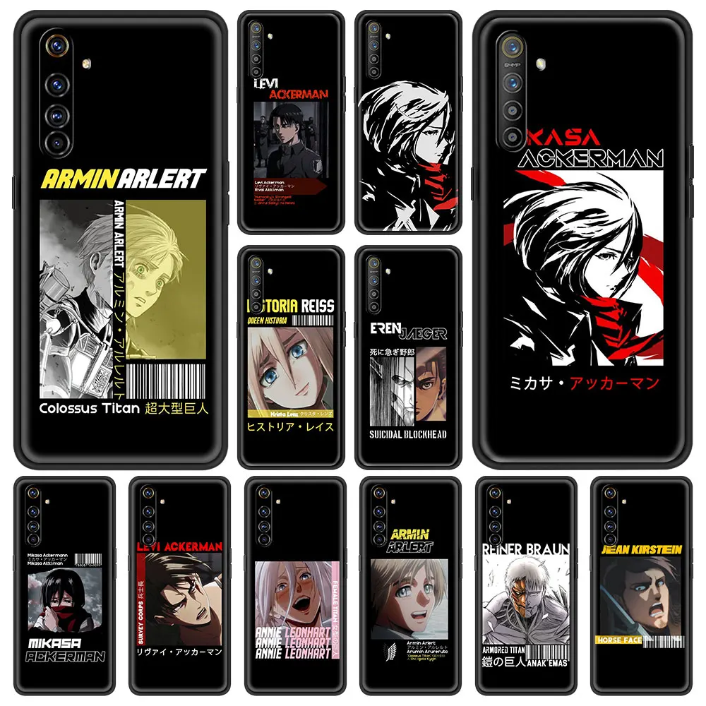 

Attack on Titan Anime Girl Eren Soft Case For Oppo A53 A52 A9 2020 Black Shell For Realme 8 7 6 Pro C3 C21 Silicone Phone Cover