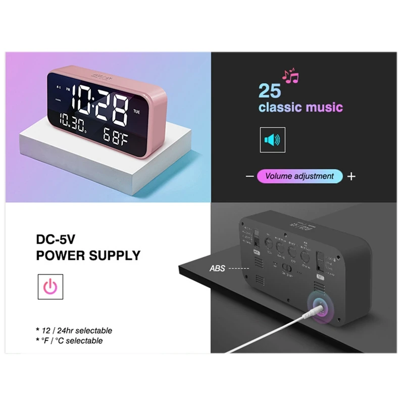 

USB Charging Electronic Alarm Clock Bedroom Student Snooze Electronic Clock