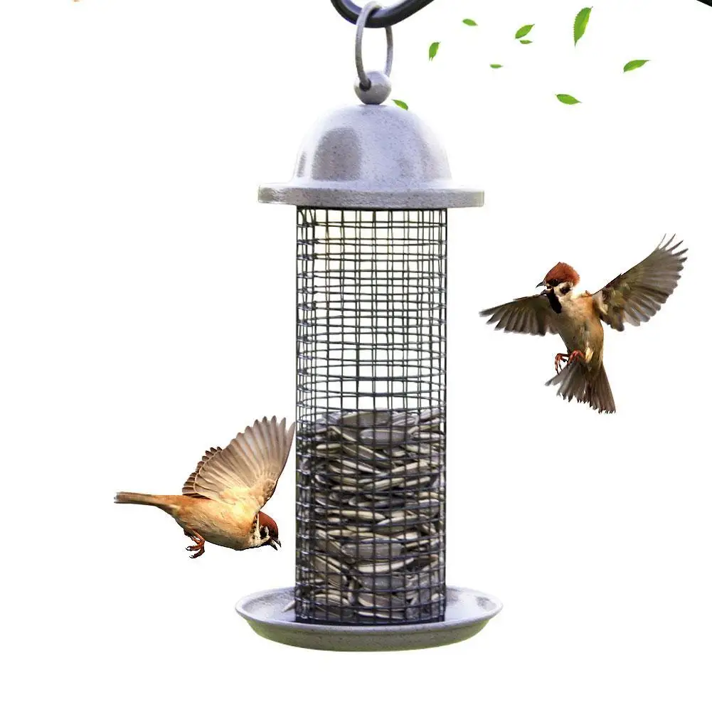 

Bird Feeder Metal Balcony Bird Food Dispenser Hanging Wild Bird Feeder with Hanging Ring for Indoor Outdoor Garden Yard Decor