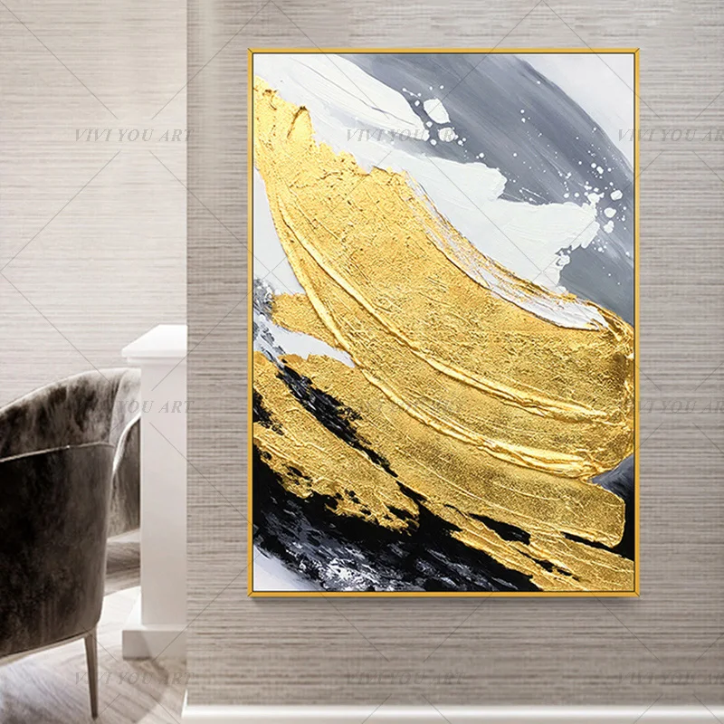 

New Arrival Beautiful Painting 100% Hand-painted High Quality Thick Gold Oil Painting For Room Decor Landscape Painting