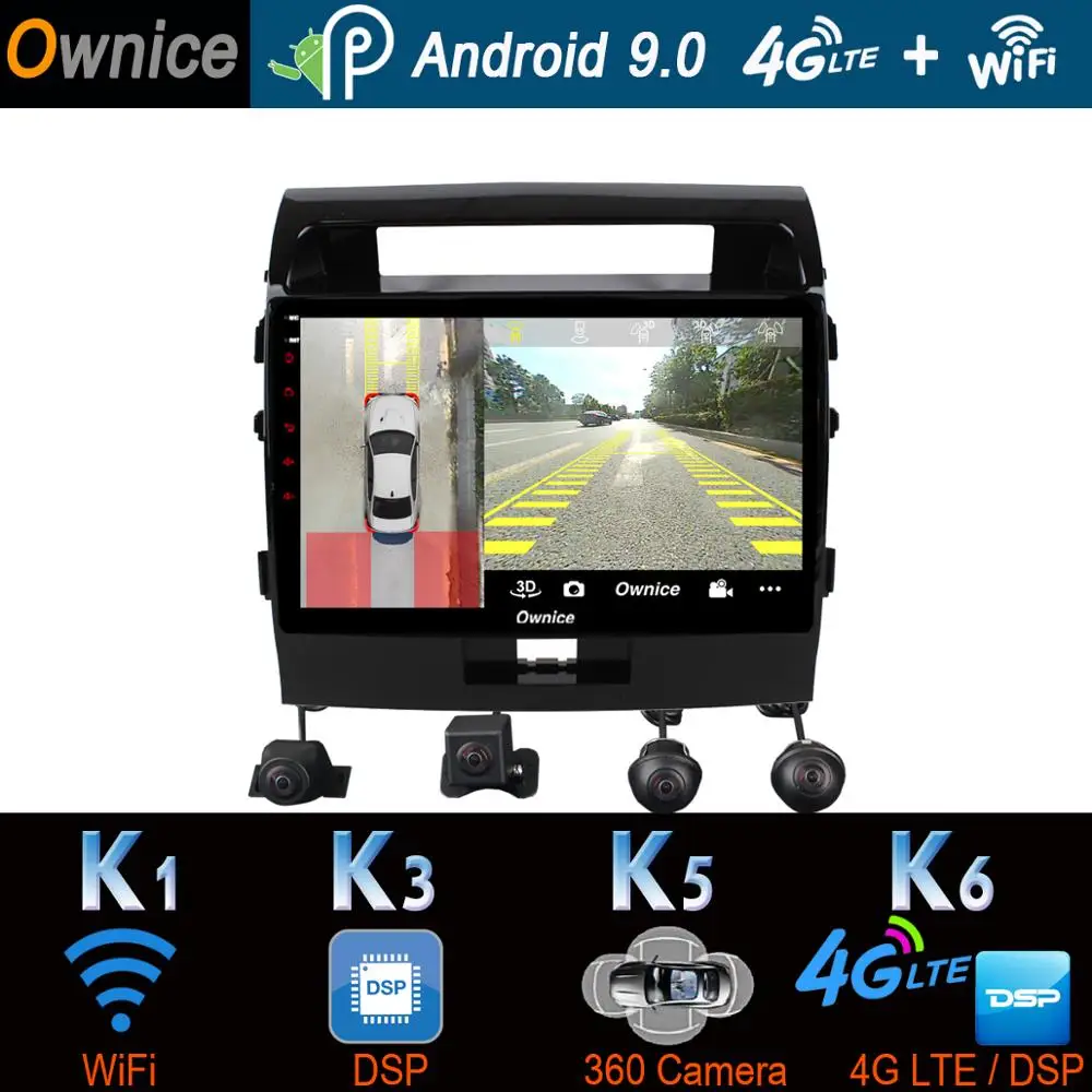 360 ° 4* AHD камера Android 9,0 8 ядерный 4 Гб ОЗУ+ 64 ГБ SPDIF DSP CarPlay Автомобильный gps радио плеер для Toyota Land Cruiser 11 200 2007