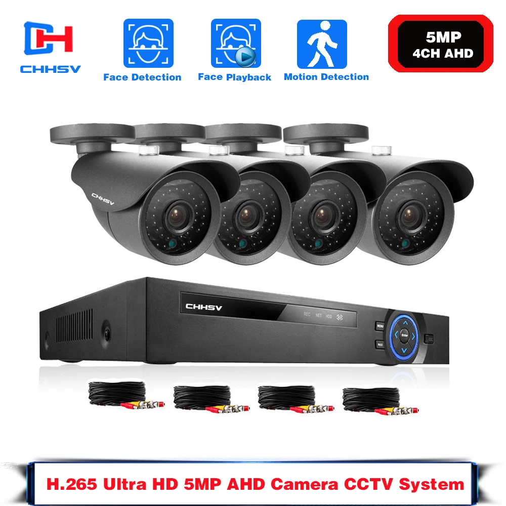 5.0MP камера видеонаблюдения системы безопасности комплект 4ch CCTV AHD DVR видео