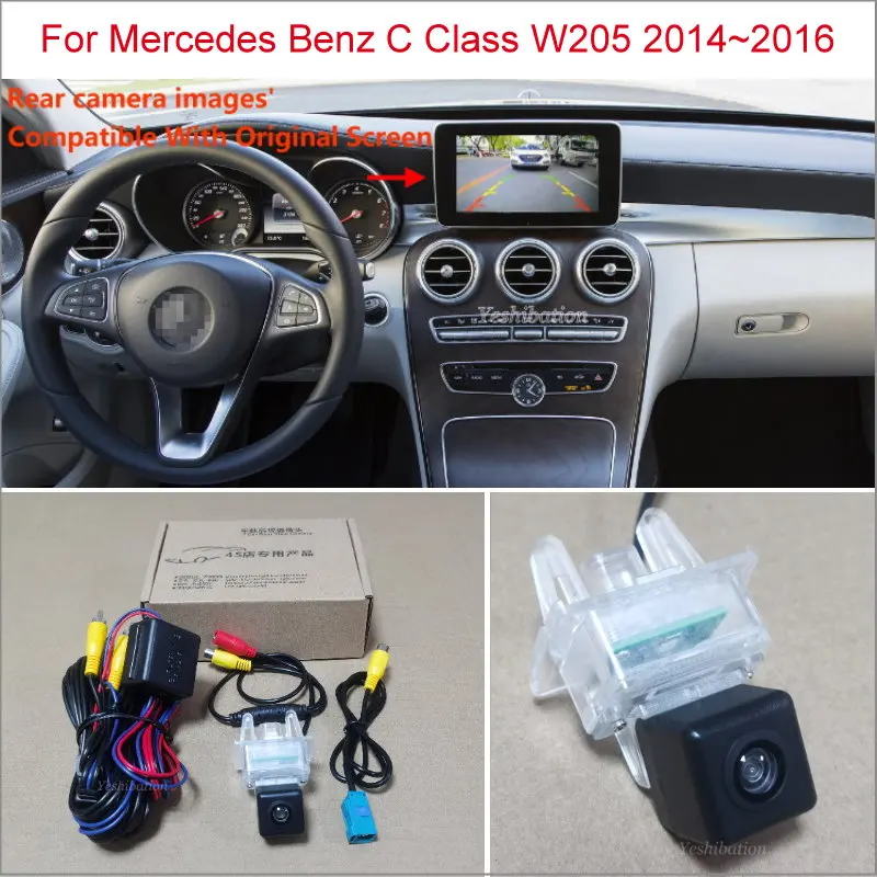 Камера заднего вида для Mercedes Benz C Class W205 2014 ~ 2016 RCA совместимая с оригинальным