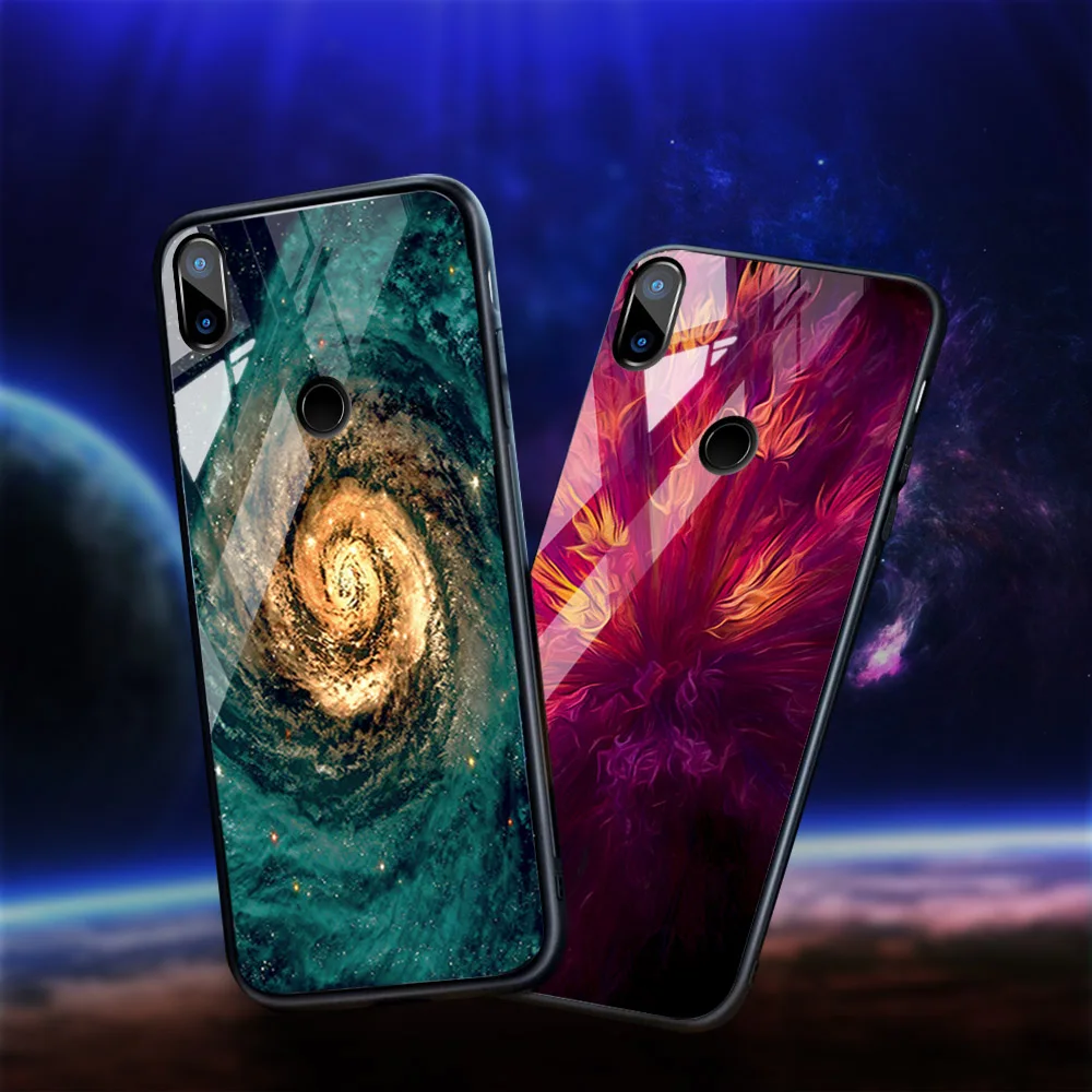 Чехол из закаленного стекла для xiaomi mi 8 lite стеклянные чехлы со звездами SE задняя