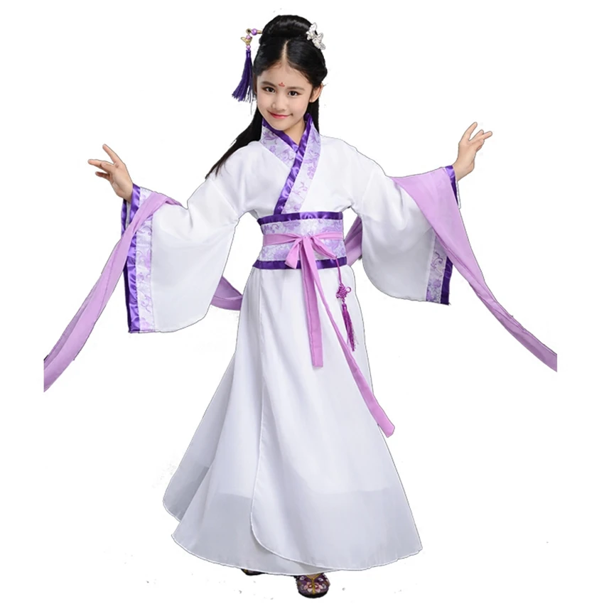 Традиционная китайская одежда для девочек Hanfu платье с длинными рукавами сцены
