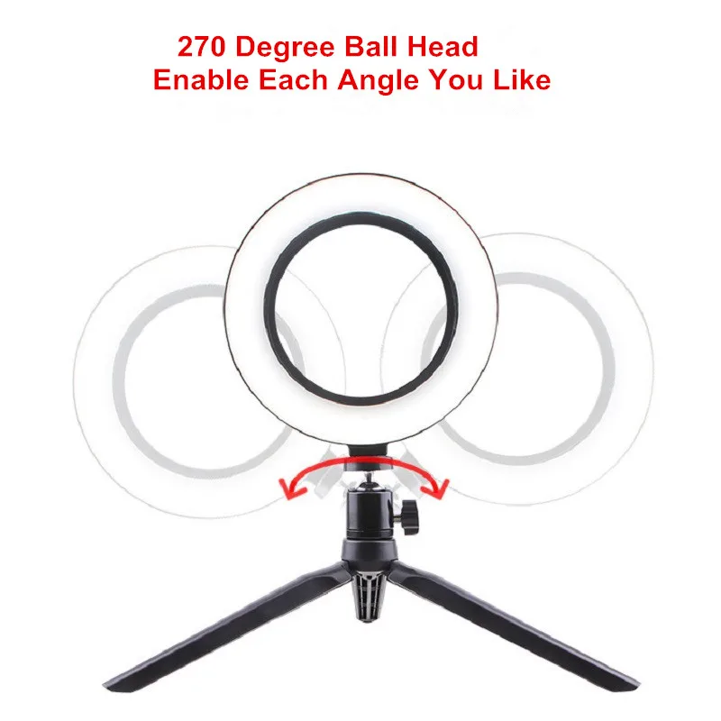 Photography LED Selfie Ring Light 16CM USB Lamp Dimmable Video For Youtube Makeup With Tripod | Электроника