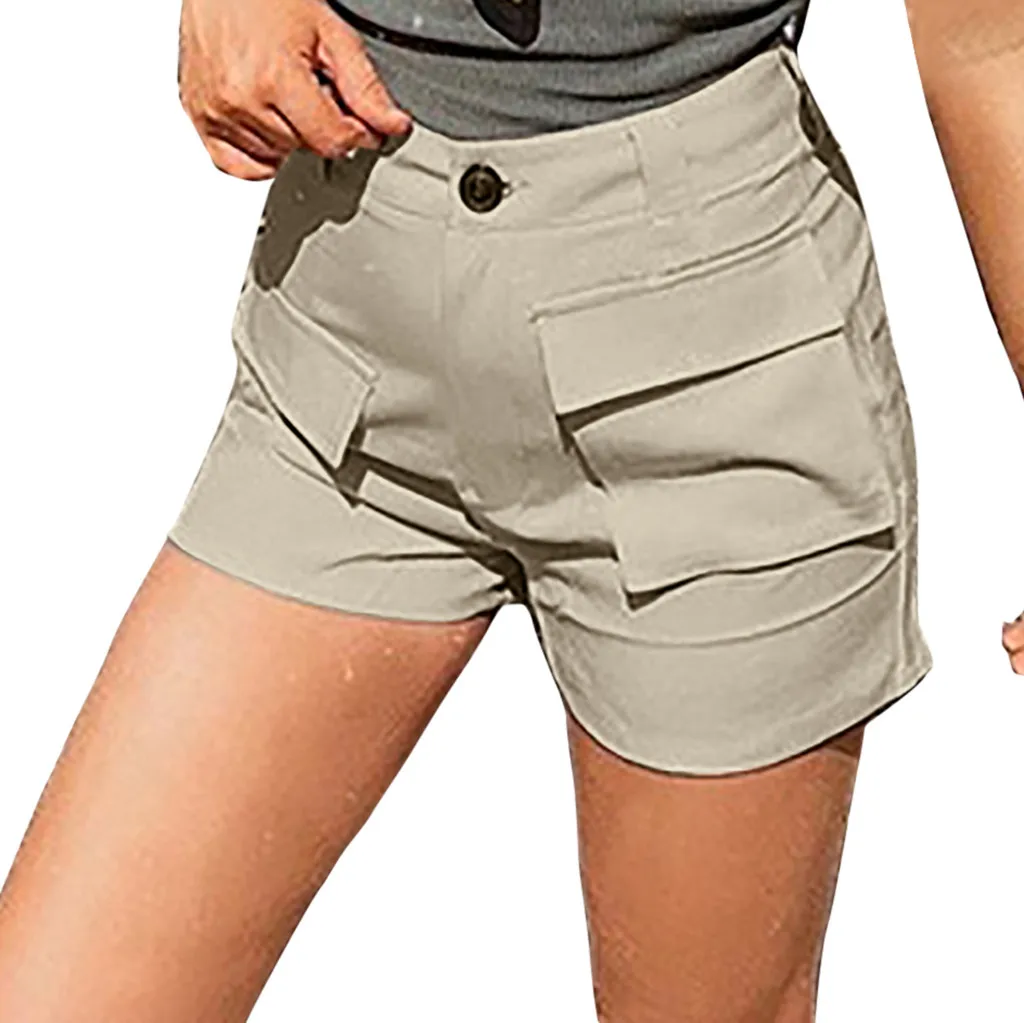 

Fashion Women Sexy Shorts Solid High Waist Short Pants Pockets Summer Casual Beach Shorts Kurze Hose*