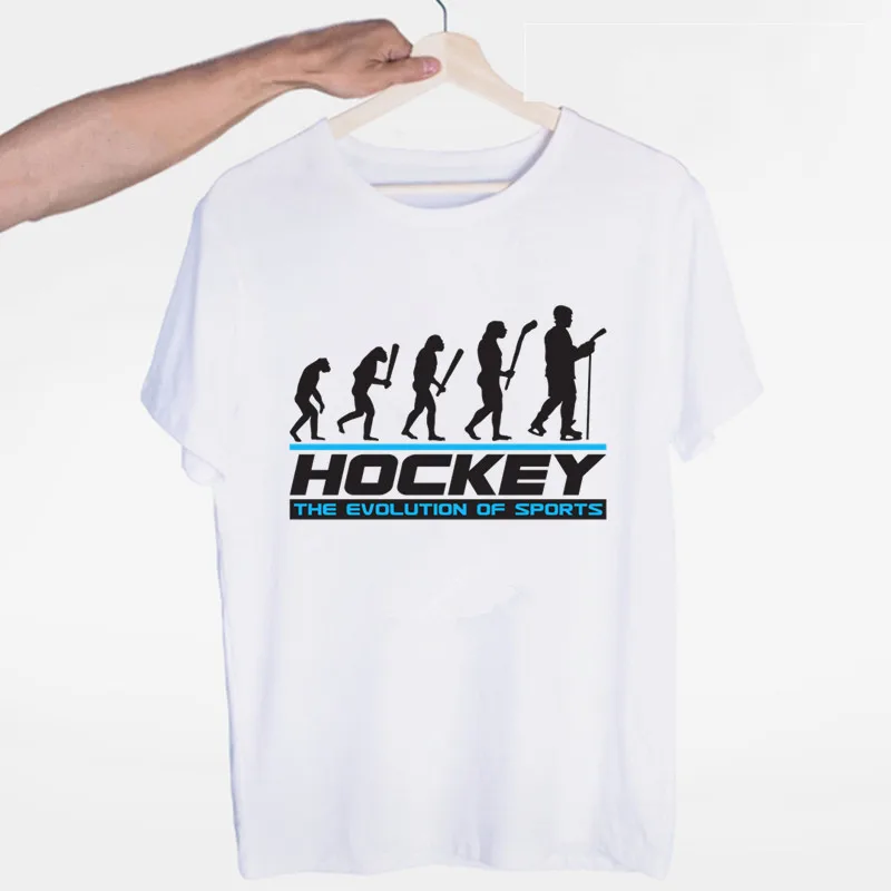 Мужская футболка с круглым вырезом Evolution of Ice Hockeyer летняя повседневная модная