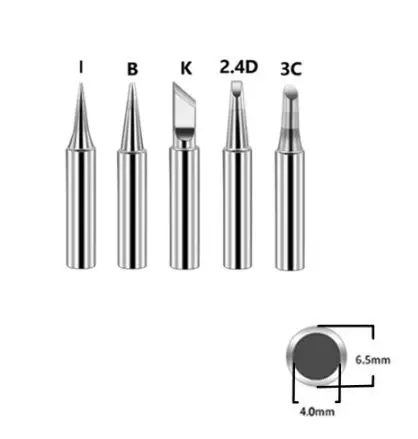 

soldering iron 5Pcs I+B+K+2.4D+3C pure copper 900M soldering iron head set inside hot bare copper electric soldering iron tip