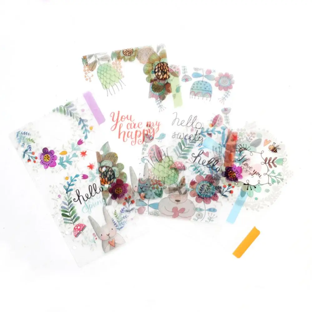 Блокнот планировщик с 6 отверстиями 5 шт. A5/A6 Цветочная категория прозрачный для