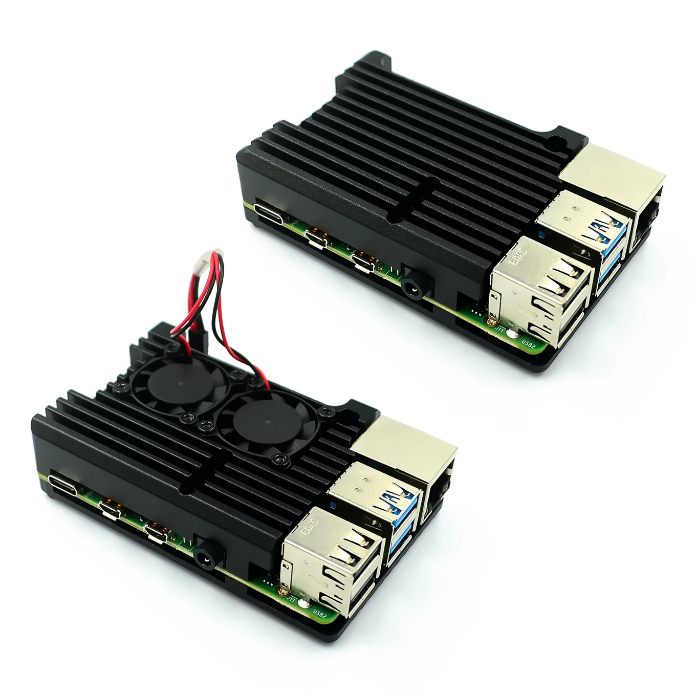 Алюминиевый металлический чехол Raspberry Pi 4 алюминиевый с двойным вентилятором и