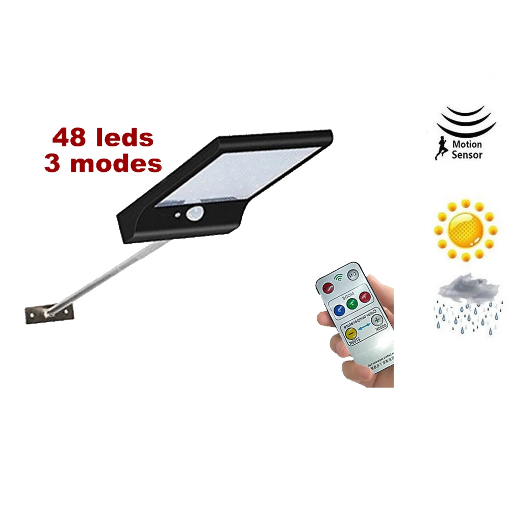48 светодиодный настенный светильник с питанием от солнечной батареи и датчиком
