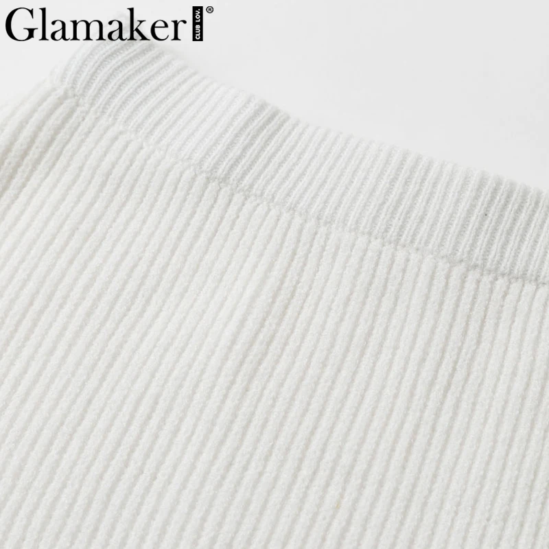 Glamaker белый элегантный вязаный свитер зимнее платье Женский костюм из двух частей миди платье осенние сексуальные вечерние облегающее платье