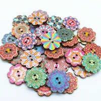50pcs 20mm painted gear wood buttonsdiy sewing painted retro series texture wooden buttons clothes decoration sewing buckle