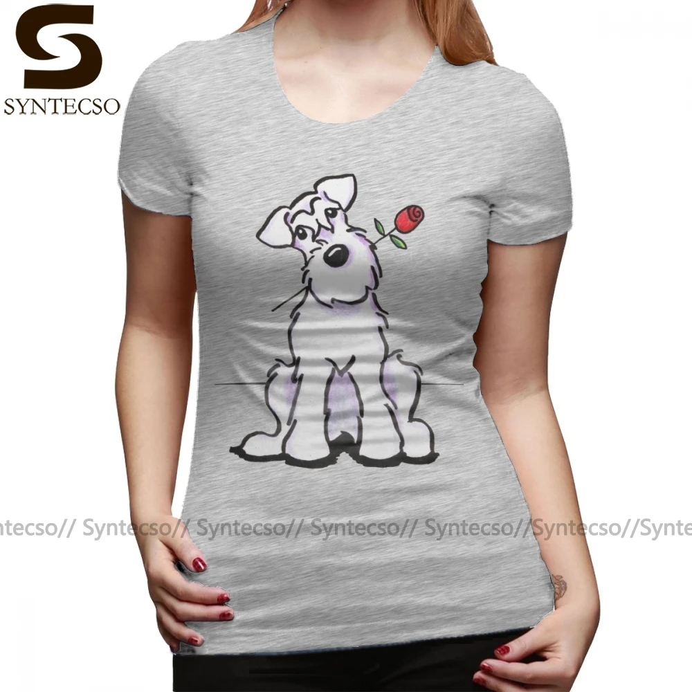Футболка со шнауцером белая Милая футболка Schnauzer красная женская с круглым