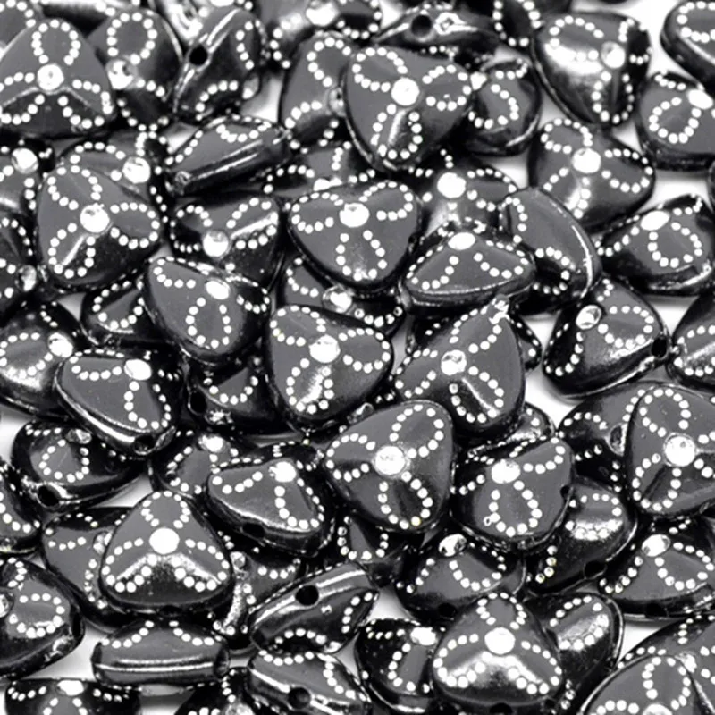 DoreenBeads акриловые бусины с бусинами треугольный черный цветочный узор DIY