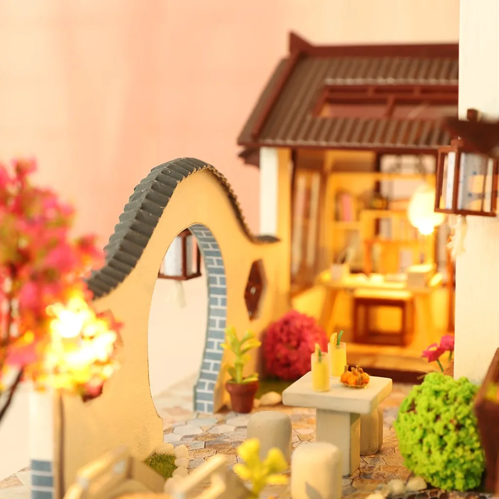 Большой 3d деревянные кукольные домики Миниатюрный Кукольный Домик Diy с мебели светодиодный свет дом Мечта в древнем городе девушки подарок на день рождения