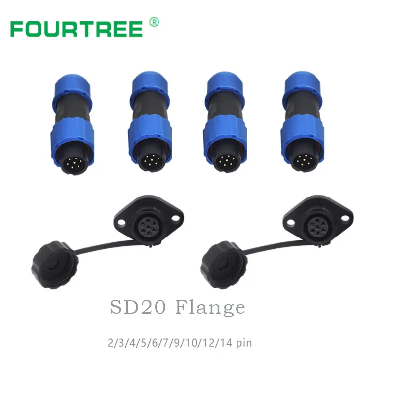 SD20 IP68 Водонепроницаемый фланцевый штекер авиационный разъем Панельное