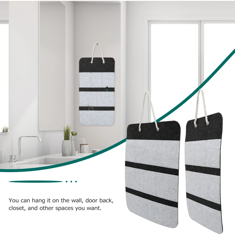 

1 Set 2pcs Felt Storage Pouches Felt Hanging Organizer for Home (Light Grey)
