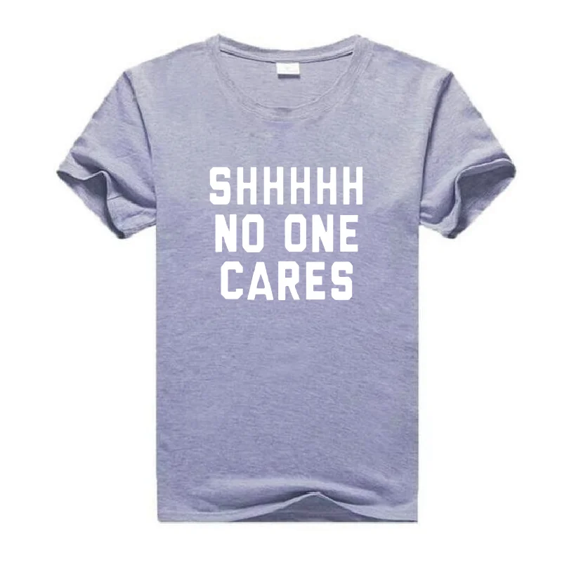 

NO ONE CARES Letter Print T-shirt Casual Harajuku Cotton Tees Summer Round Neck Plus Size 0-neck Women T-shirts Camiseta Mujer