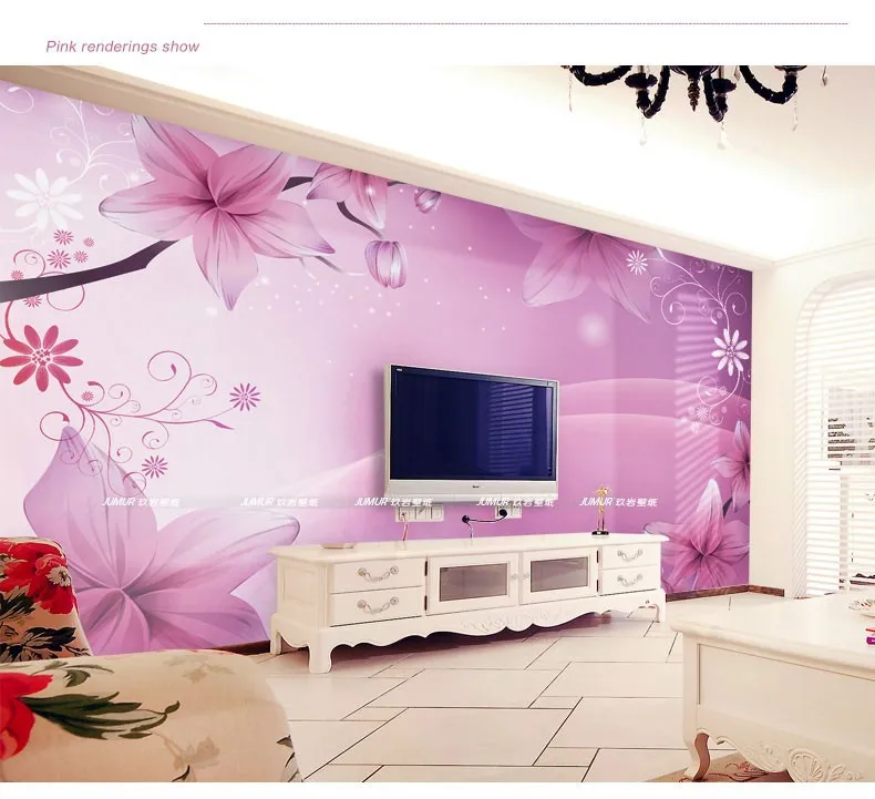 

Bedroom cozy living room TV backdrop wallpaper wall murals Roland 3D stereoscopic bloom Custom sizes