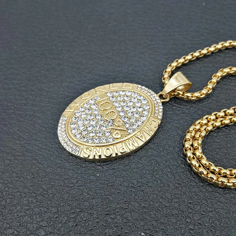 Ожерелье Стразы в стиле хип хоп украшенное сверкающими камнями из нержавеющей