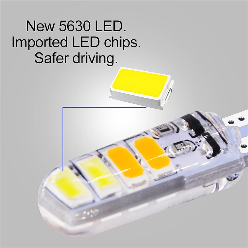 

500x T10 LED W5W Car light Bulb 8 LED Para Auto Interior Side light Silica gel 5630 SMD Strobe Warning Light 168 194 501 DC12V