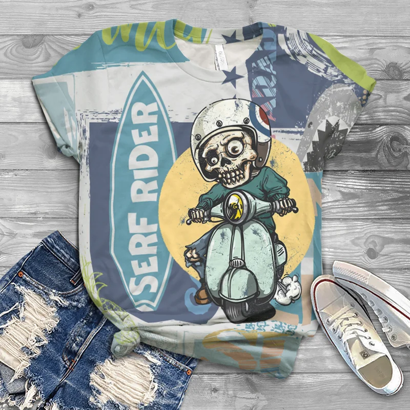 

Harajuku summer 2021 new ladies 3DT shirt street women pattern skull fashion ladies T-shirt