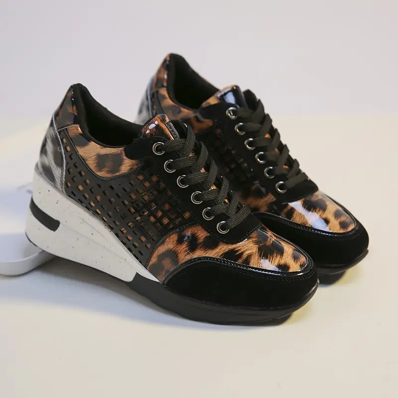 

Sneakers 2021 Autumn Fashion Size 44 Leopard Casual Shoes Women Hollow Bling Shoes Women Wedge Shoes Platform Sneakers Zapatos