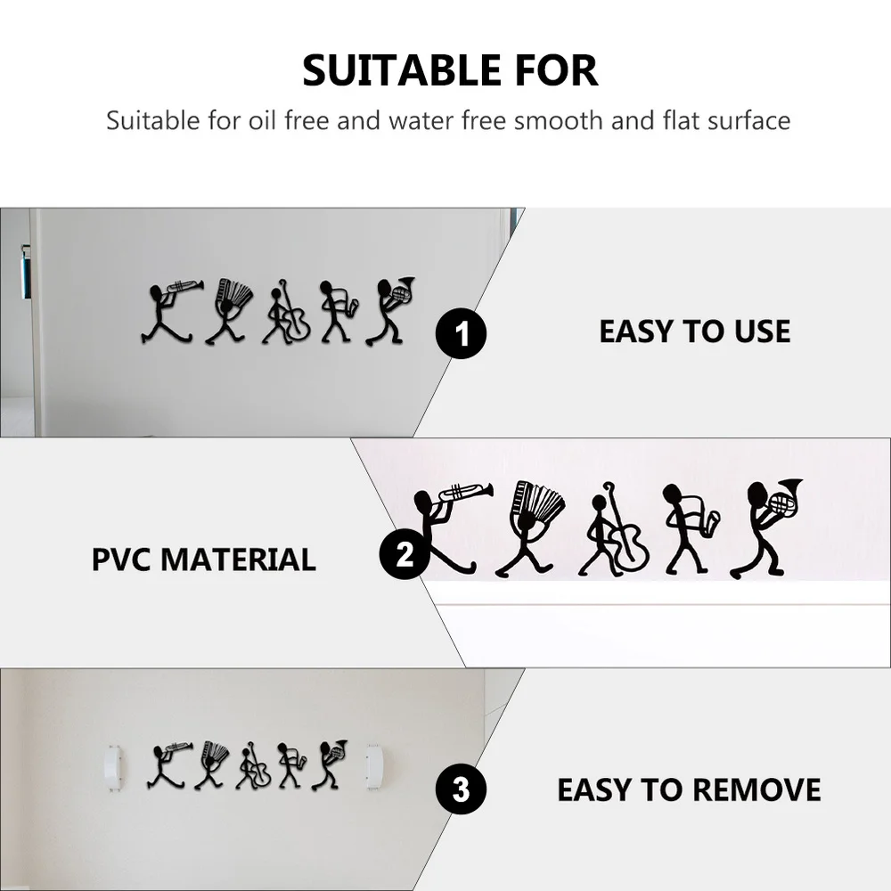 

2 Sets Cartoon Stickman Wall Decors Decorative Wall Stickers PVC Wall Decals