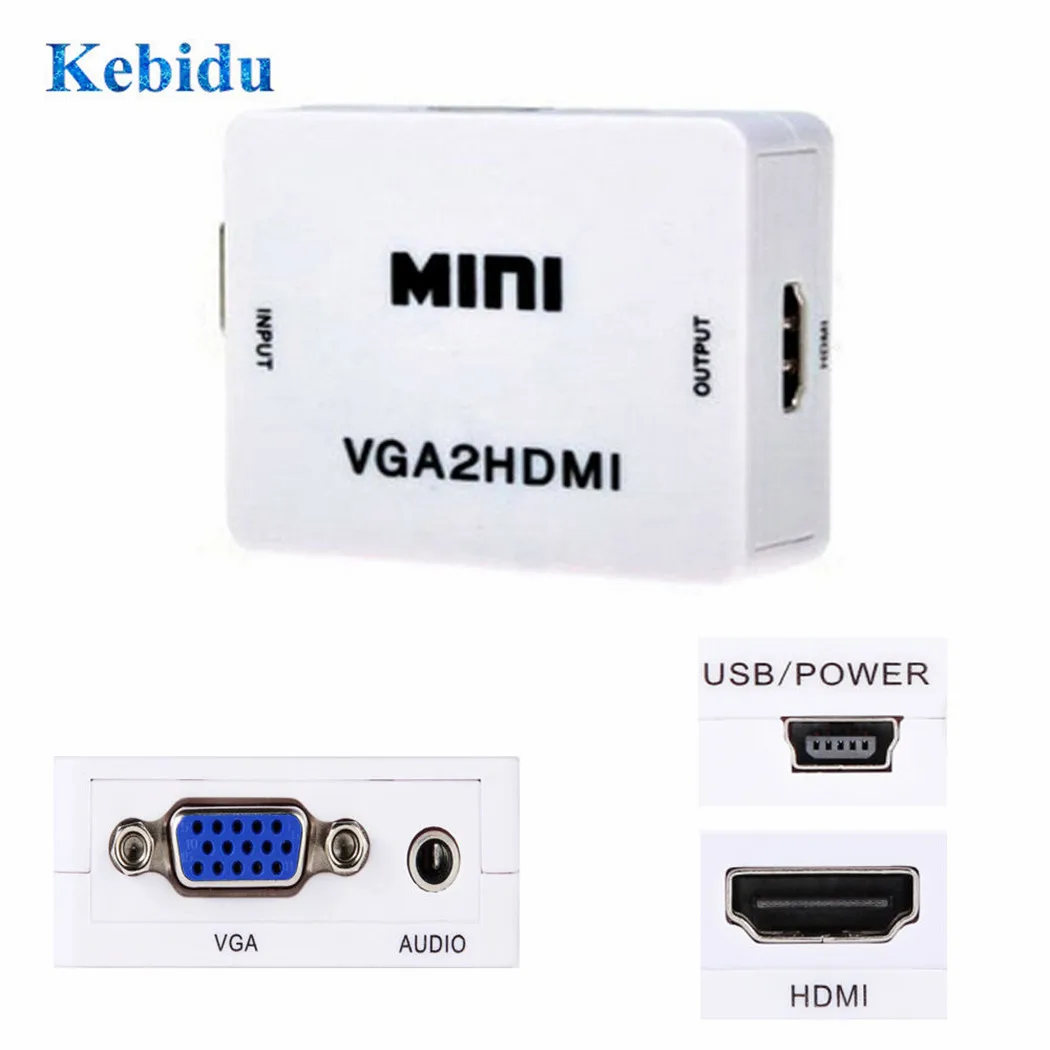 KEBIDU HD 1080P MINI VGA2 Аудио Видео VGA HDMI совместимый HDTV видео конвертер коробка адаптер
