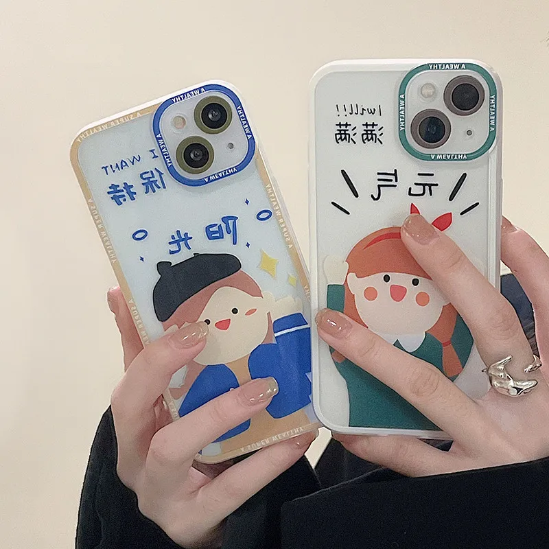 

Full of Vitality Couples Phone Case For iphone 13 pro 11 12 Pro Max mini 6s 7 8 Plus X XR XS Max SE 2020 Cartoon Soft Back Cover