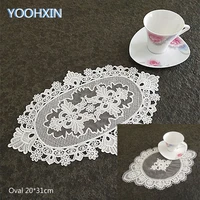 elegant lace oval embroidery drink table place mat christmas pad cloth placemat cup mug tea dish coaster dining doily kitchen