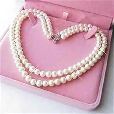

Exquisite 2 Rows 6-7mm White Fresh water culture akoya Pearl Necklace 16.5-17.5