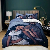 african american lovers couple queen 3d printed 3pcs bedding set duvet cover bed cover set bedspreads home textiles