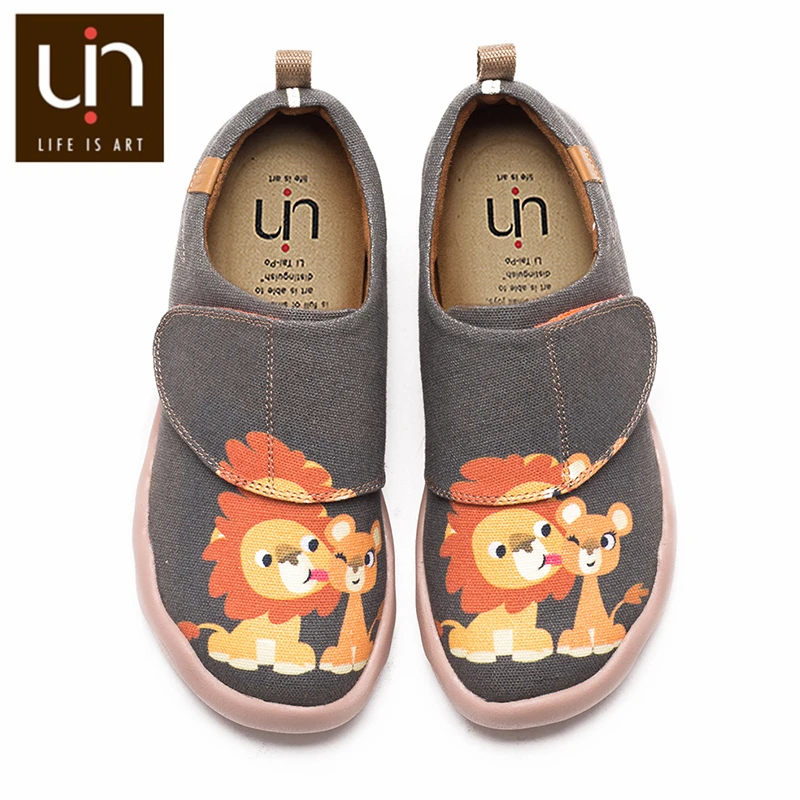 Текстильные кроссовки UIN для мальчиков с рисунком в виде льва мягкие крючки