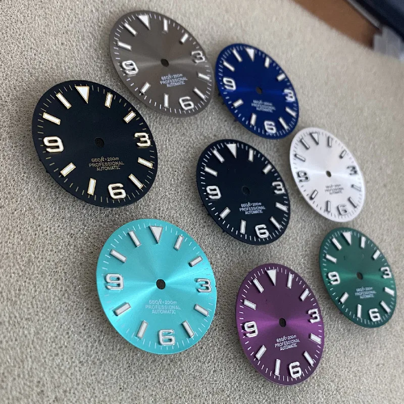 Watch dial sunburst gray red dial For Skx007 SKX009 abalone Dive watch  NH35  Movement 28.5mm watch mod