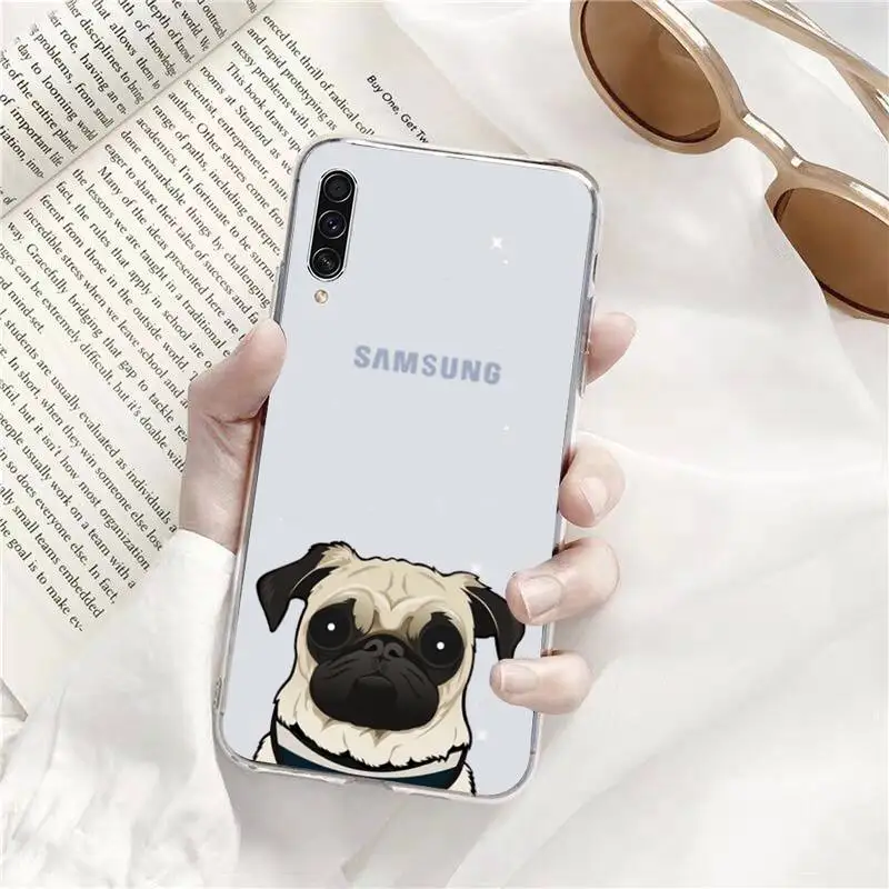 

CARTOON Pug French Bulldog Phone Case Transparent for Samsung A71 S9 10 20 HUAWEI p30 40 honor 10i 8x xiaomi note 8 Pro 10t 11
